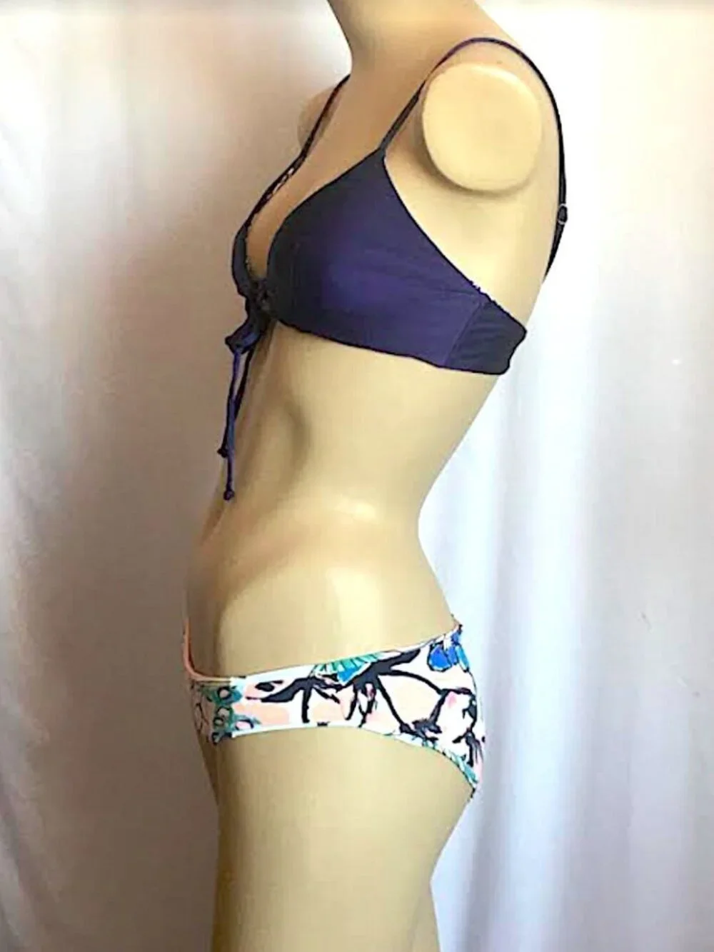 Maaji  Navy Lace up Top 4-way Reversible Small Bikini Set + gift  Womens